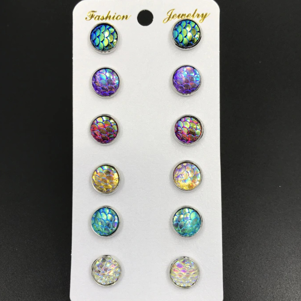 Mermaid Fish Scale Ear Stud Mermaid Resin Earrings